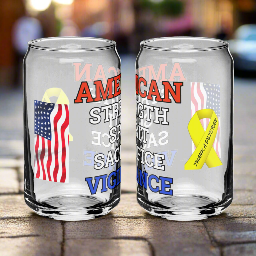 AMSSSV76 VETERAN BEER CAN  GLASS 16OZ