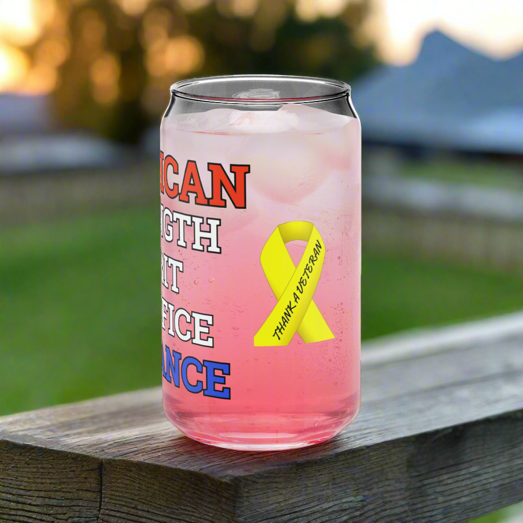 AMSSSV76 VETERAN BEER CAN  GLASS 16OZ