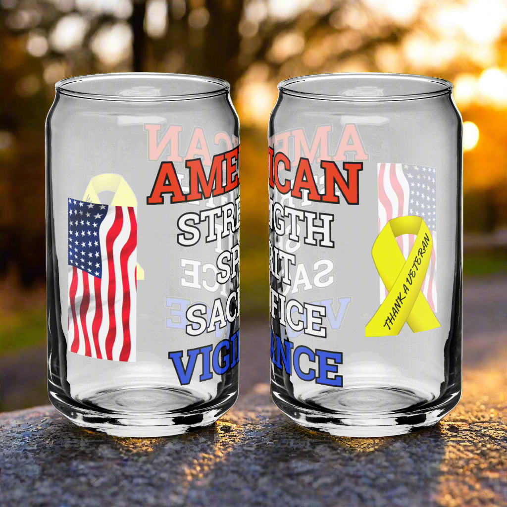 AMSSSV76 VETERAN BEER CAN  GLASS 16OZ